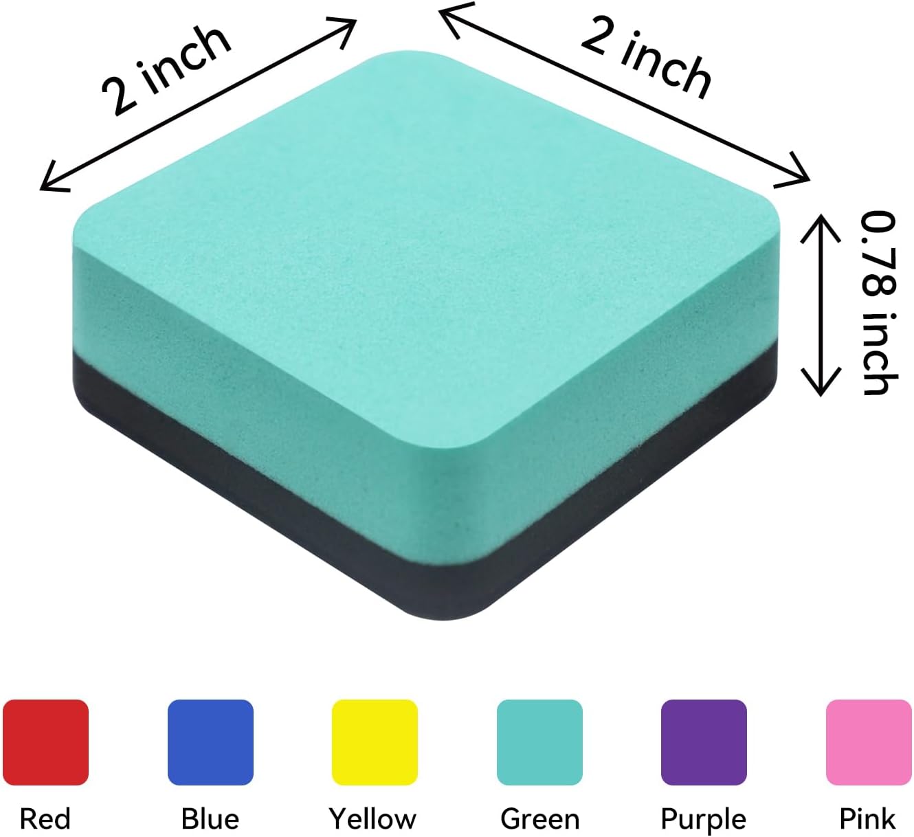 Dry Erase Erasers, 24 Pack Magnetic Whiteboard Erasers for Kids and Students, Mini Dry Erase Board Erasers for Classroom Home, and Office (Square, 6 Color) - Image 2