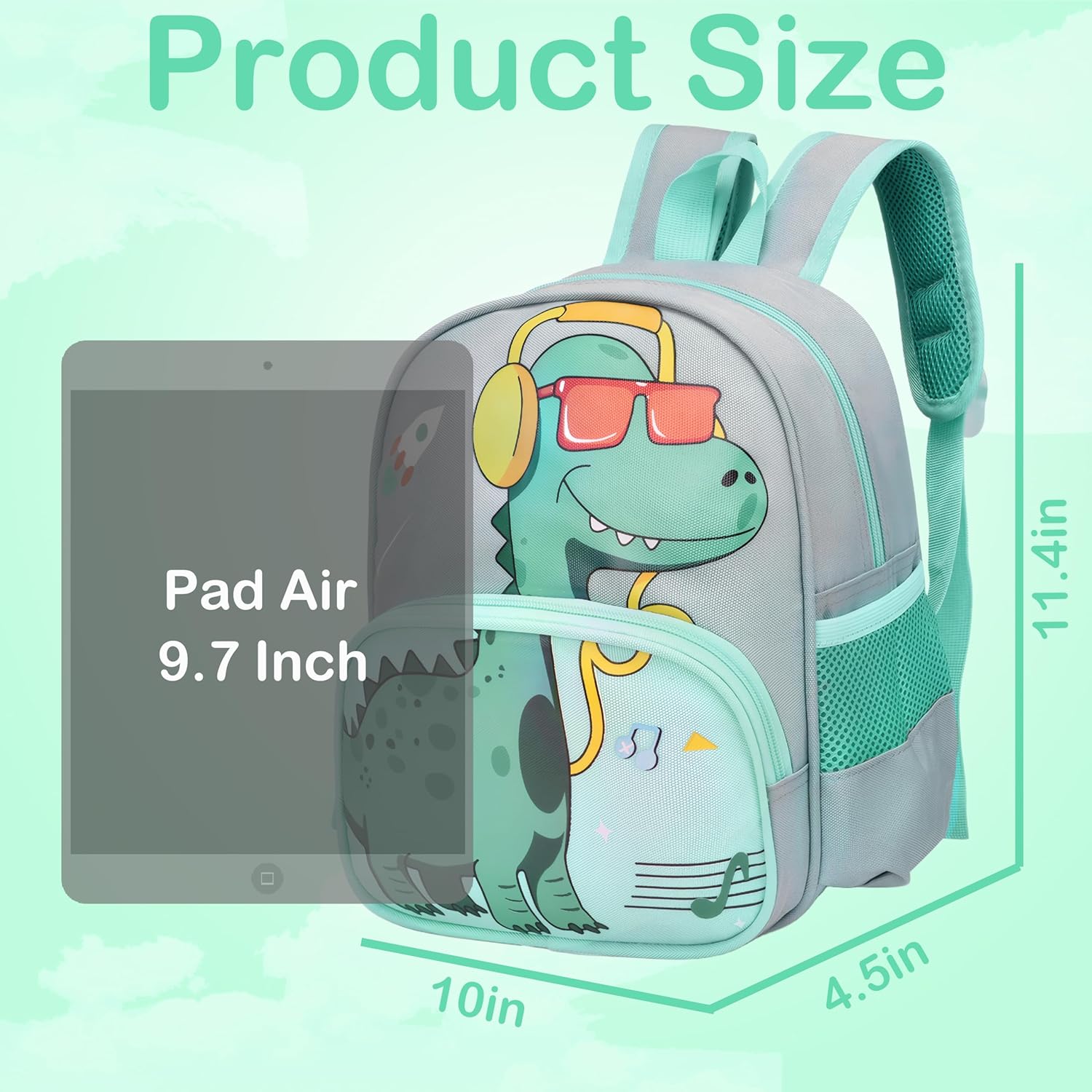 Cute Toddler Backpack Preschool Dinosaur Schoolbag for 2-6 Boys Kindergarten Children Travel Bookbag (Grey) - Image 2